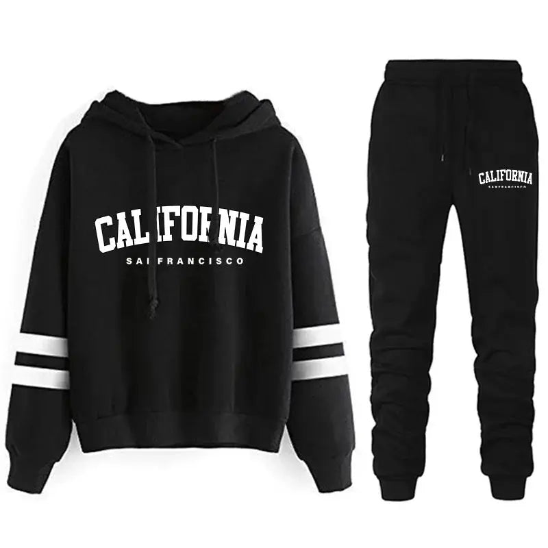 California Womens Hooded Tracksuit With Ankle Pants In Polyester Cotton Blend For Year Round Style Sizes S To 3XL