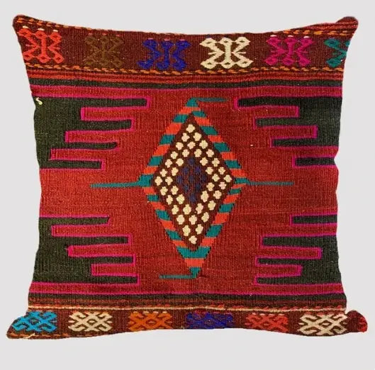Bohemian Linen Cushion Cover with multicolor abstract geometric pattern for living room sofa