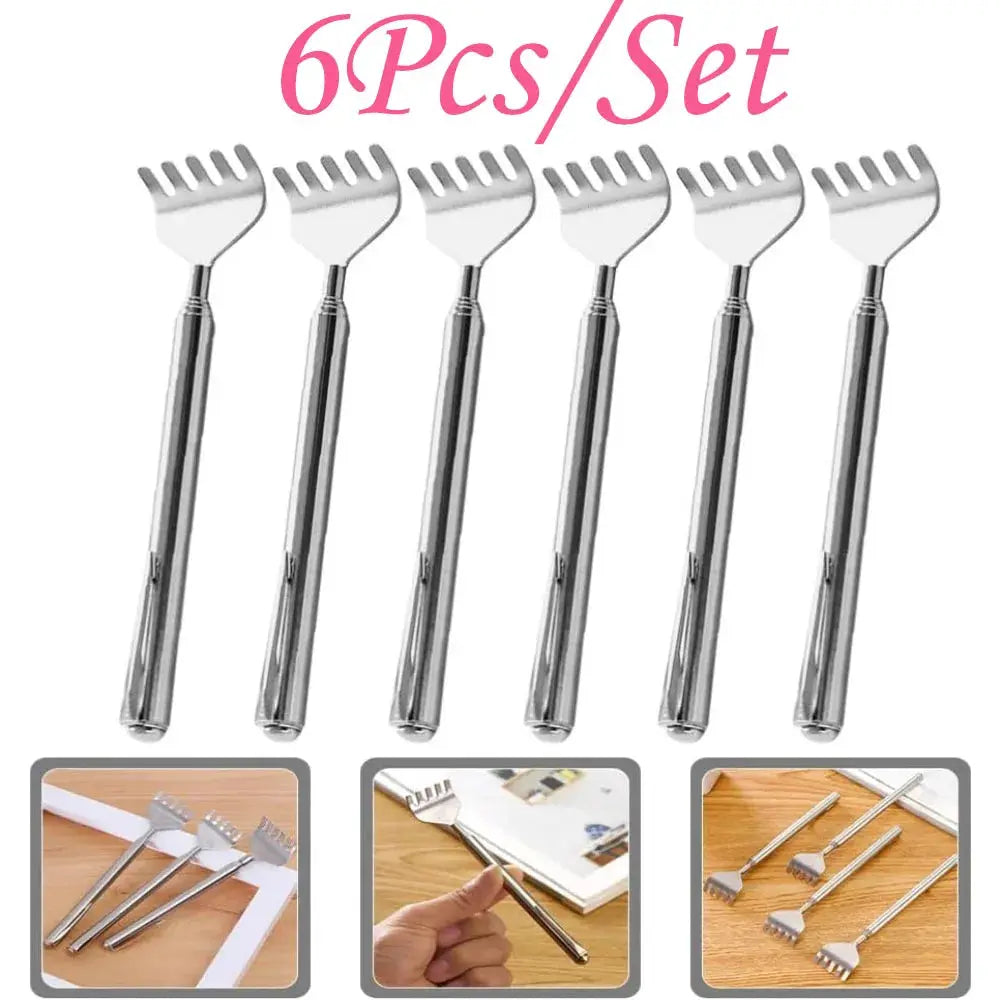 Compact Telescopic Back Massager set, 6 pieces, stainless steel by Simples Market