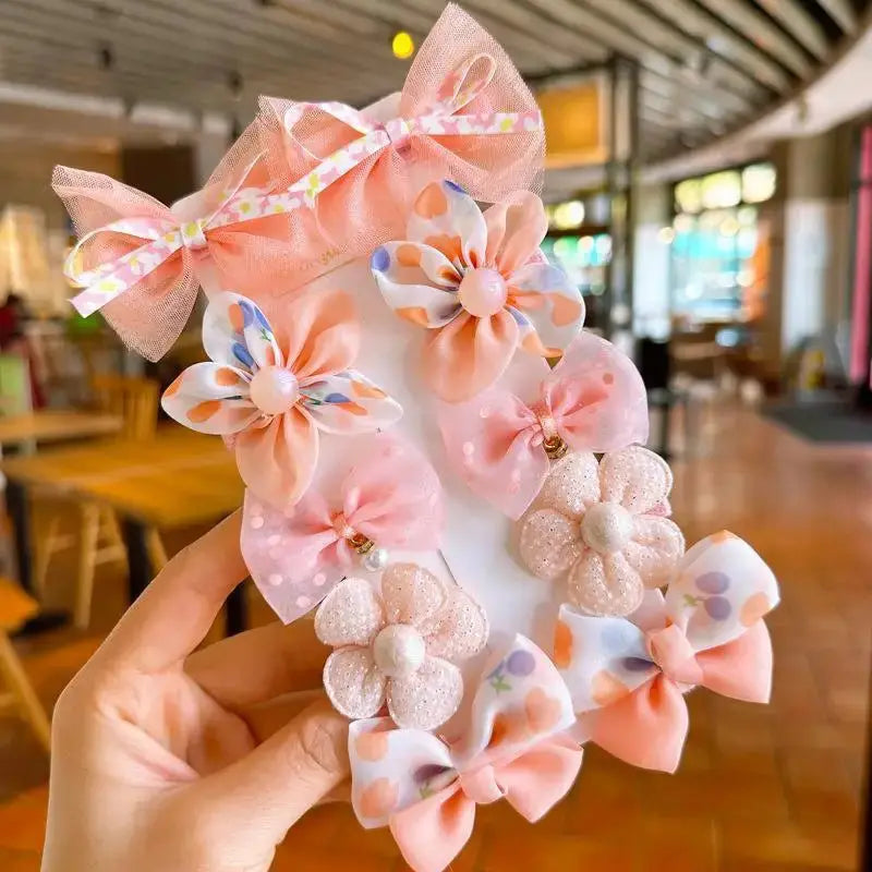 Floral Bow Baby Hairclip Set - Simples Market