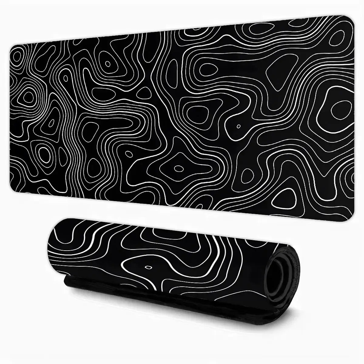 Black Gray Swirl Design Large Mouse Pad Desk Mat For Gaming And Office PC Keyboard Accessories