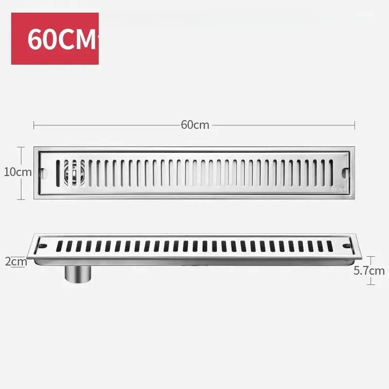 Simples Market stainless steel 60cm floor drain for bathrooms, rectangular, anti-odor, 304 thickened large-capacity