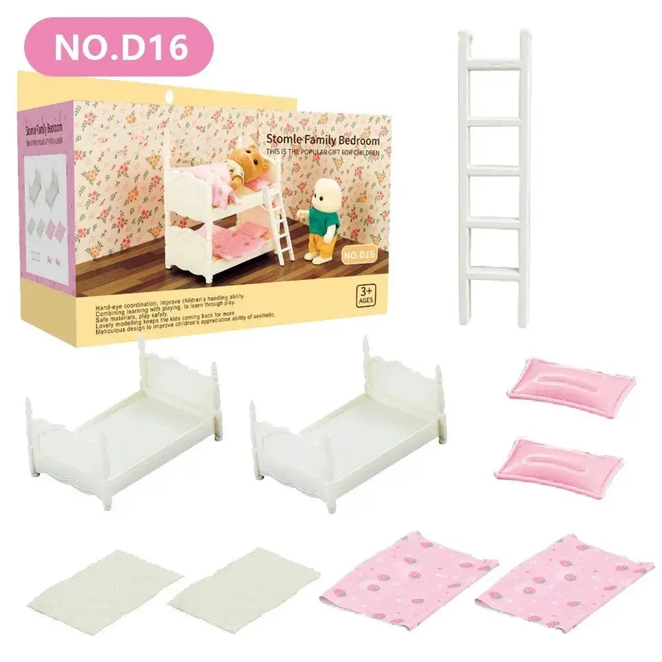Dollhouse Furniture Set For Bathroom Kitchen Laundry With Fridge And Washing Machine Miniature Pretend Play Toys