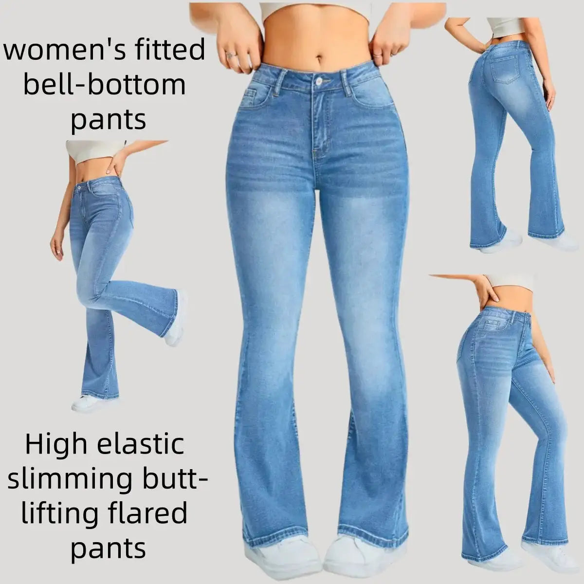 Womens Denim Trousers High Waist Wide Leg Streetwear Loose Fit