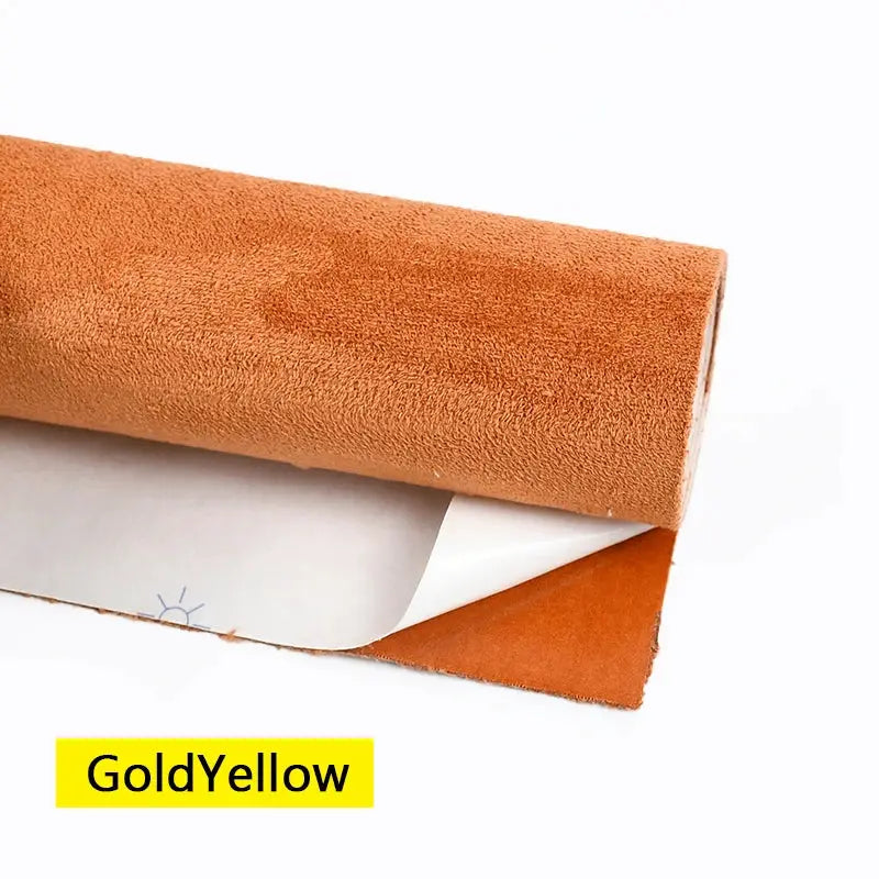 Self-adhesive suede fabric roll GoldYellow; orange-brown faux leather with adhesive backing