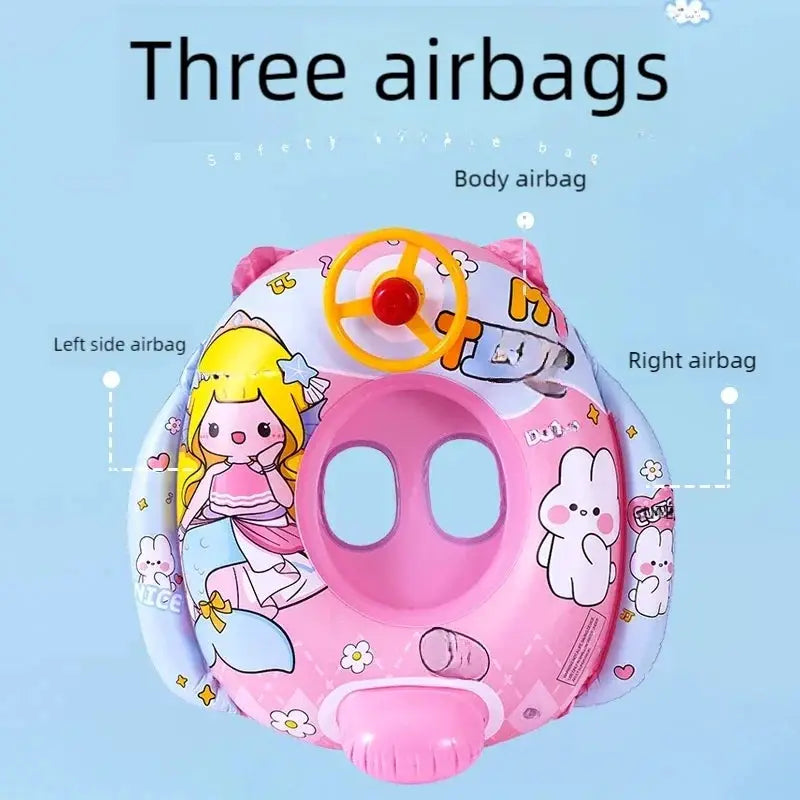 PVC Children Swimming Ring For Beach And Pool With Steering Wheel Inflatable Baby Water Toy Circle