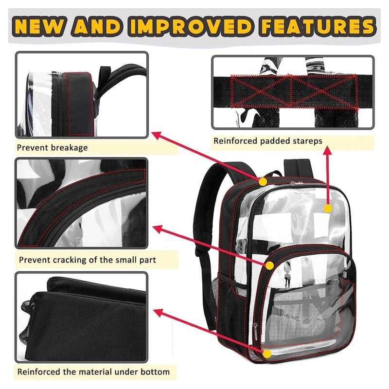 Backpack Simples Market transparent waterproof school bag with black trim