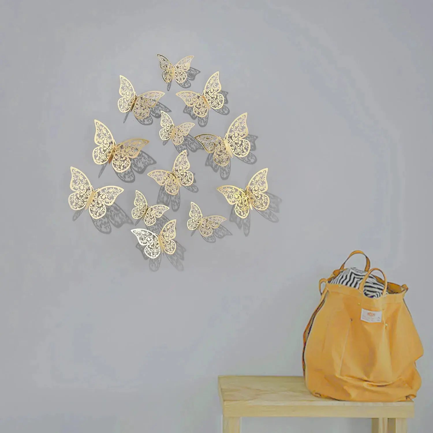 Butterfly wall decorations, 12-pack, gold metal-inspired hollow 3D design by Simples Market