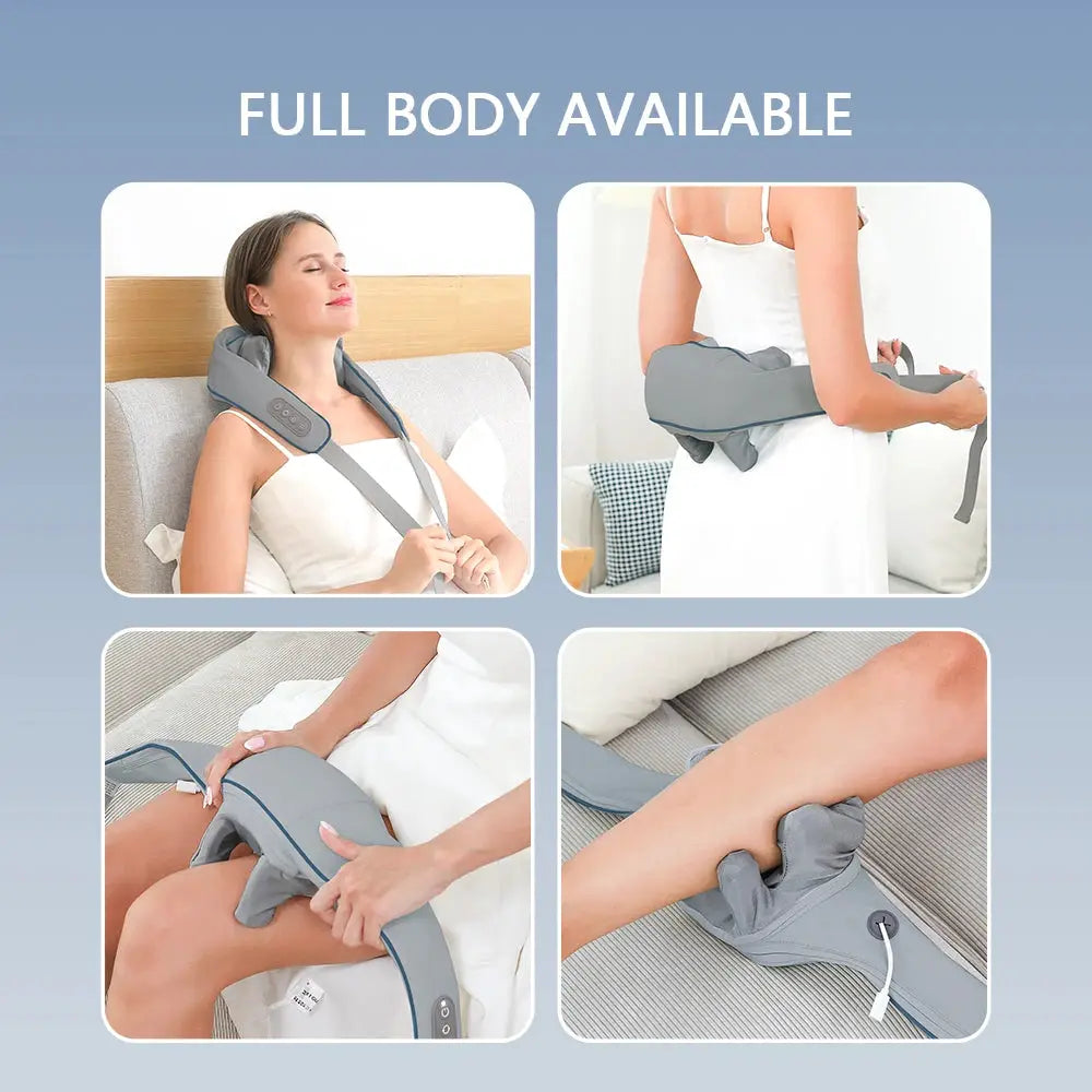 Foreverlily neck and shoulder massager, wireless grey kneading shawl with 26W brushless motor by Simples Market