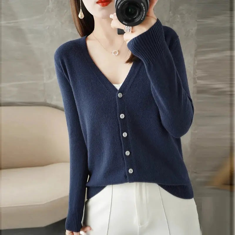 Zhi D035 V Neck Loose Knit Cardigan For Women Warmth And Daily Comfort For Autumn And Winter