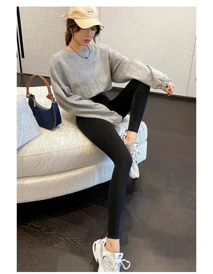 Simples Market shark leggings black high-waist slim-fit women's sport leggings