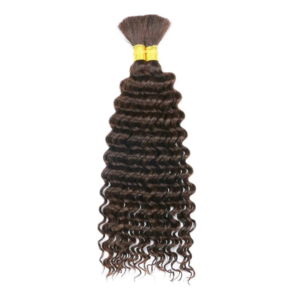 Simples Market human braiding hair bulk, deep wave, 100g, no weft, brown