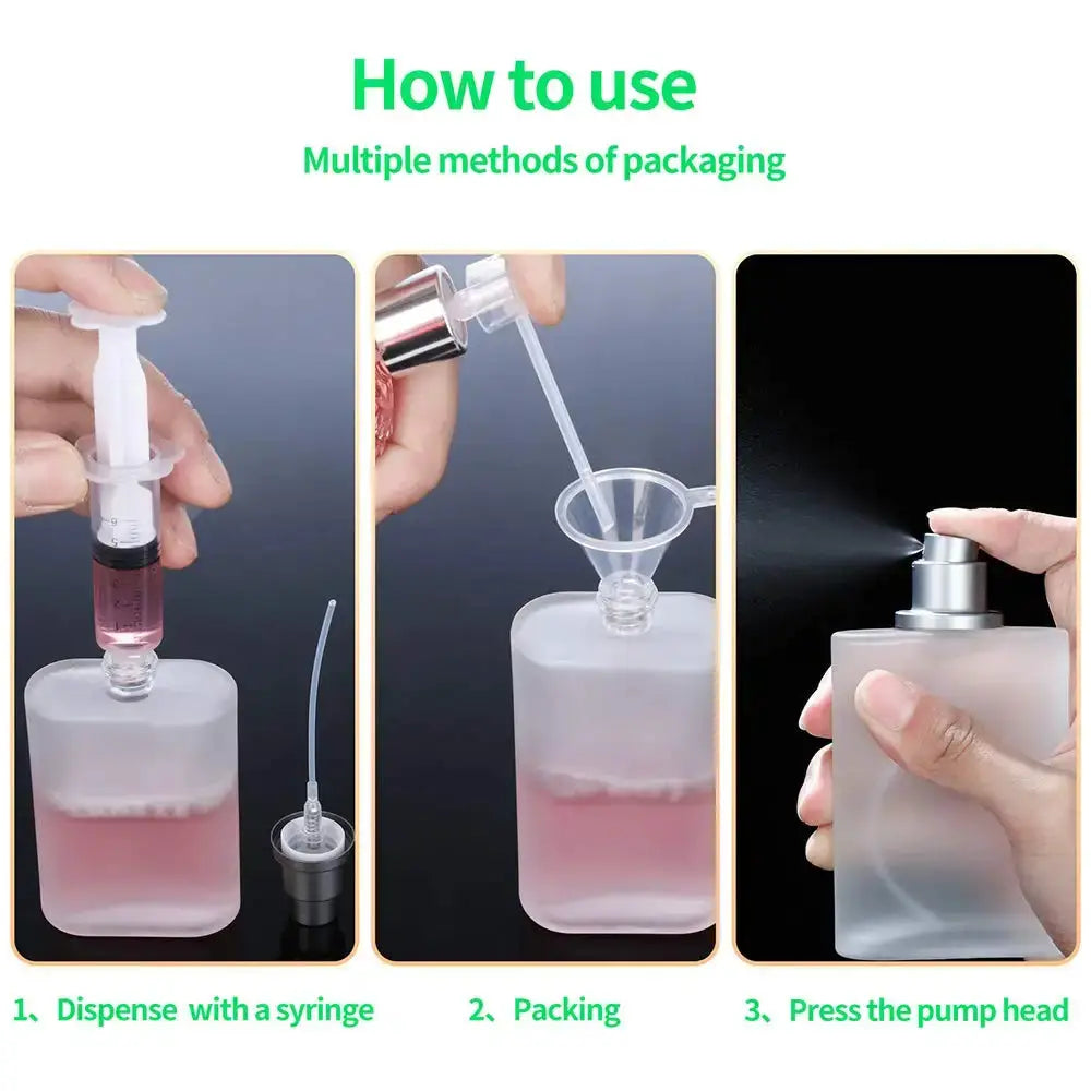 Two 50ml Frosted Glass Empty Spray Bottles With Four Perfume Dispensers Perfume Atomizers Set