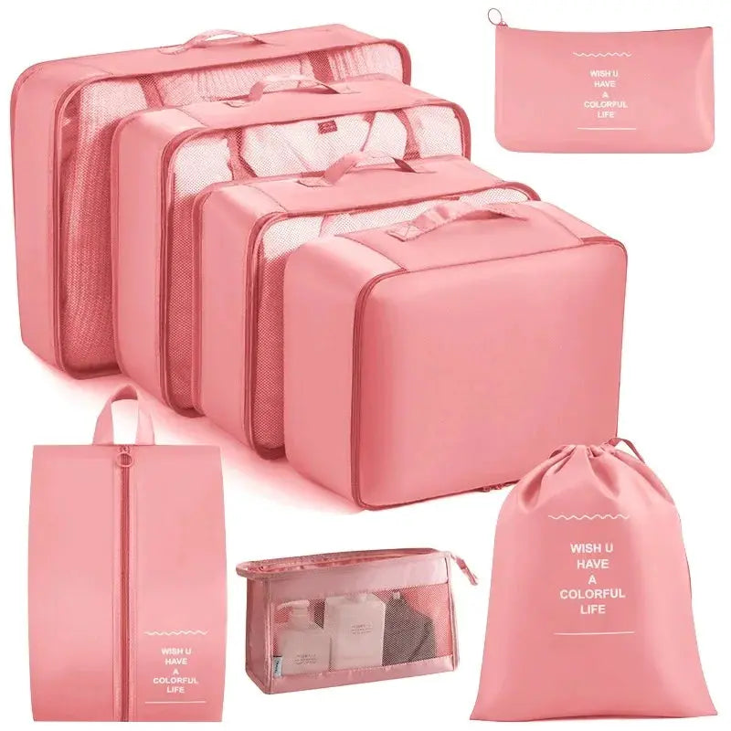 EcoVoyage Travel Storage Bag Set 7 8 9 Piece Eco Friendly Compression Packing Cubes For Clothes Shoes Toiletries