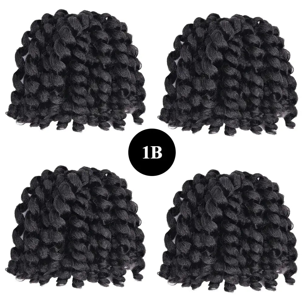 4-pack of synthetic ombre crochet braiding hair in 1B black with jumpy wand curl texture