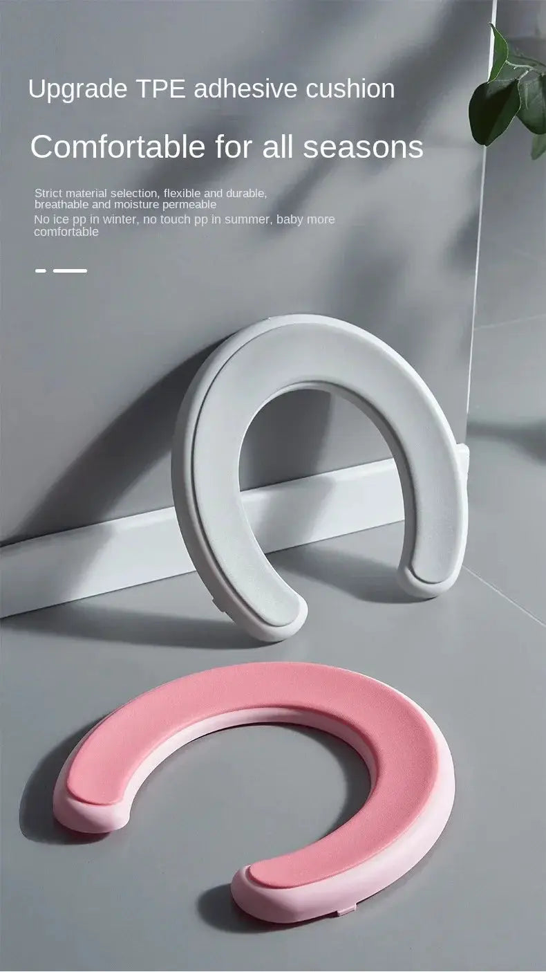Baby and child toilet seat ring cushion, pink and white, TPE adhesive cushion