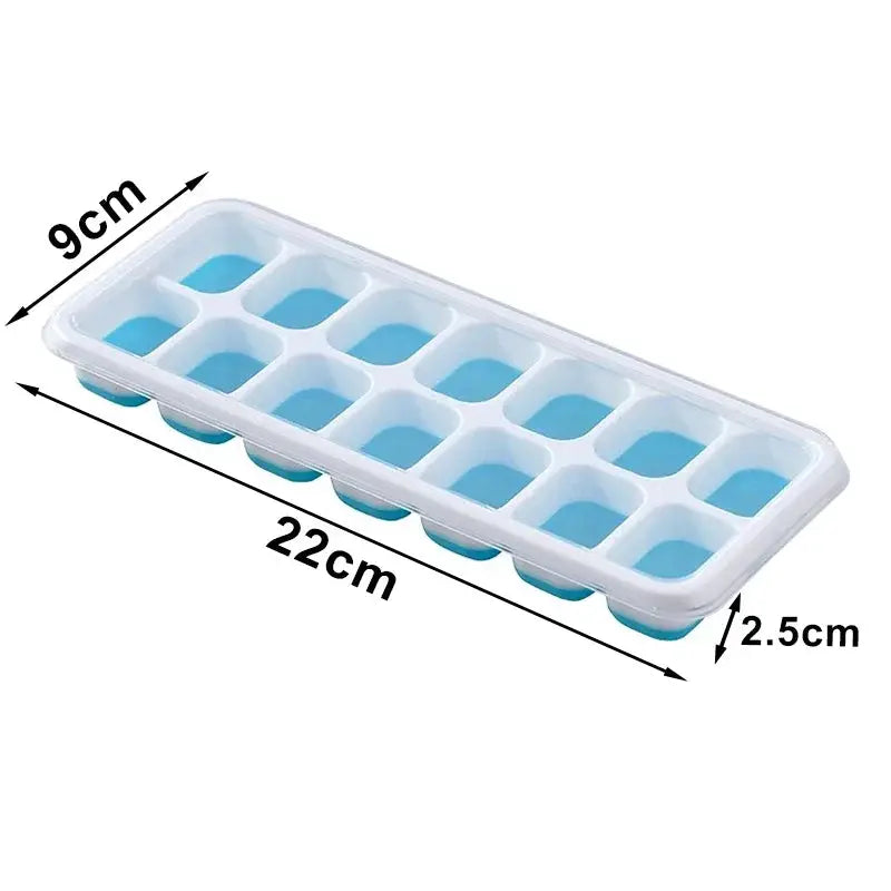 Silicone Ice Cube Tray With Lid Square 14 Cube Easy Release Ice Cube Molds For Summer Cocktails