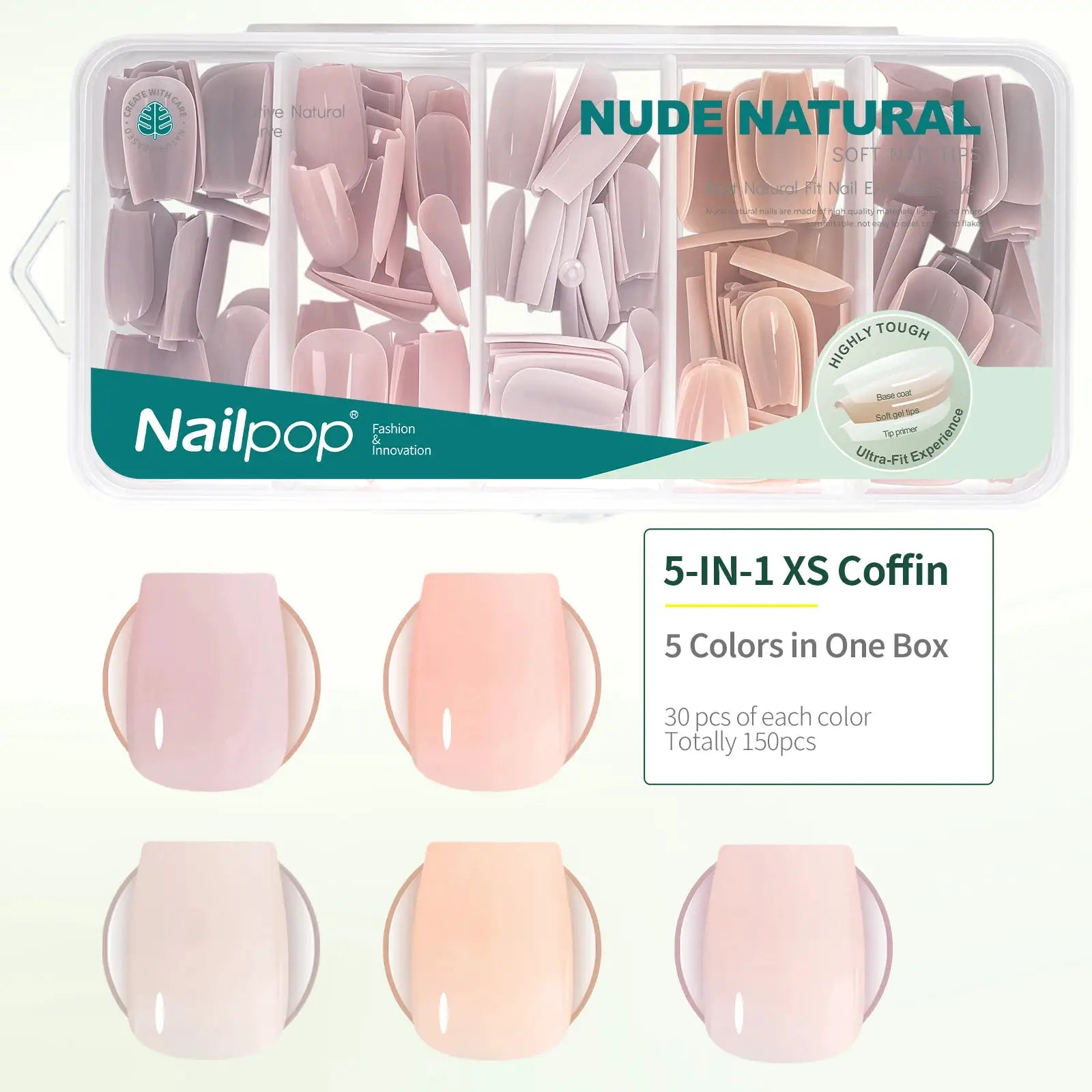 Nailpop 3 In 1 Nude Natural Soft Nail Tips Set 140 Pieces Press On Nails Gel Extensions Ultra Fit Easy Manicure