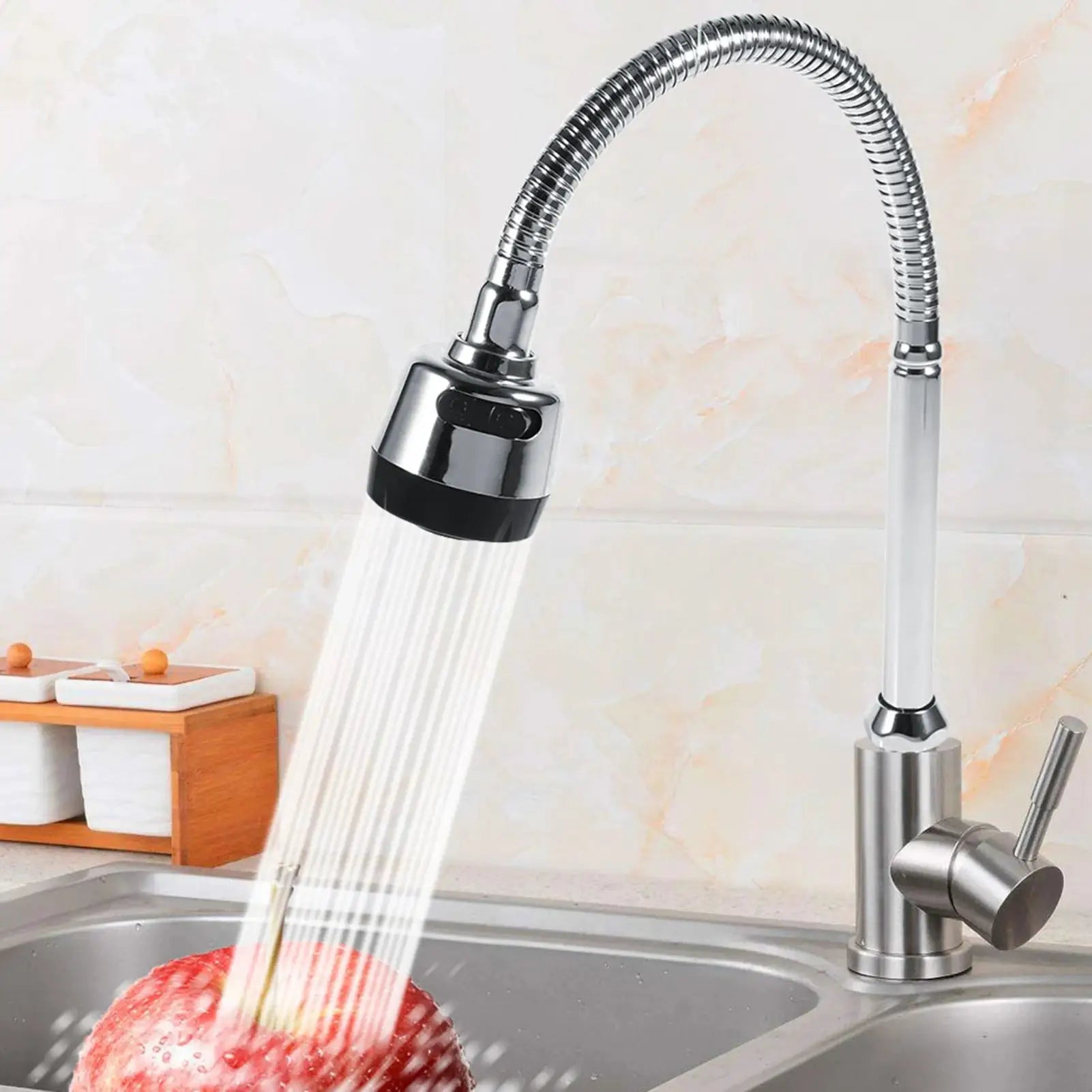 Kitchen faucet by Simples Market, 304 stainless steel swivel pull-down with single-handle control