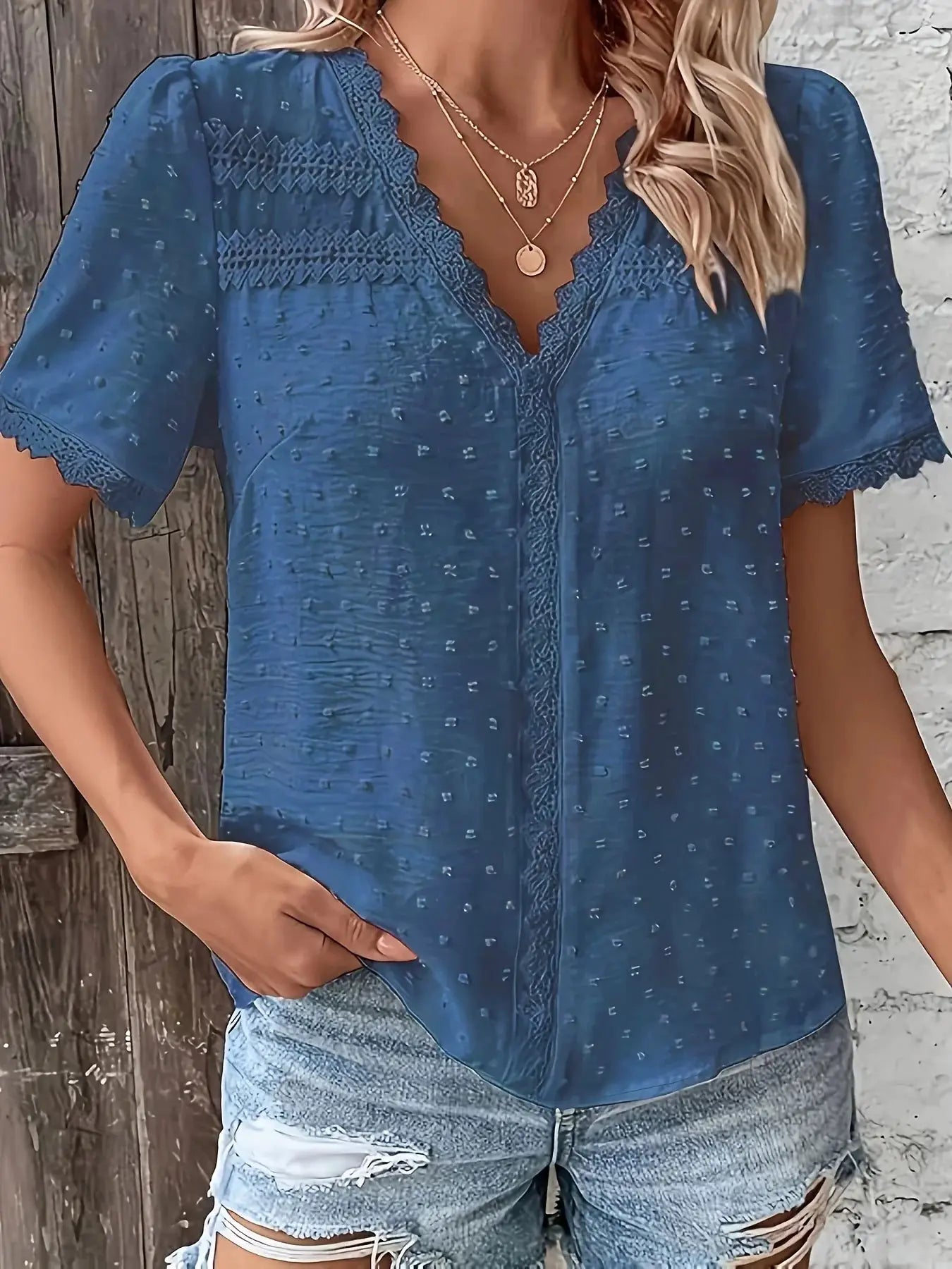 LuxeWear Women Plus Size Loose Fit Shirt Breathable Polyester Tatting Weave For All Day Comfort