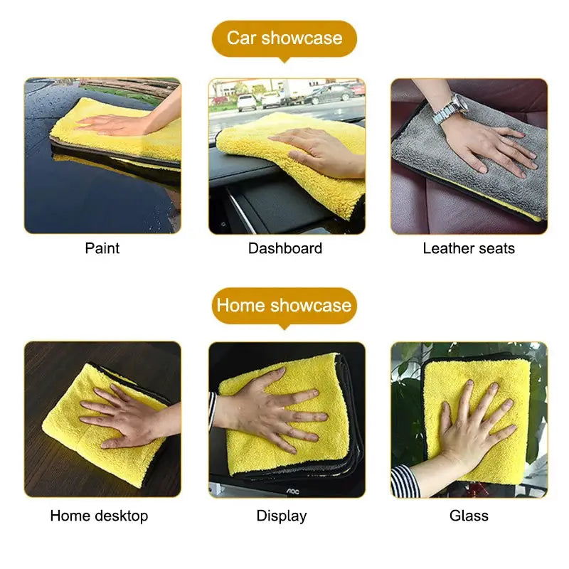 SEAMETAL microfiber car wash towel by Simples Market; yellow cleaning cloth for paint, dashboard and glass