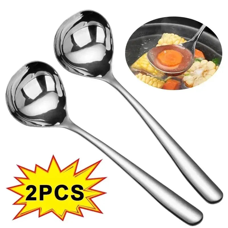 Stainless Steel Long Handle Soup Spoons Set 1 Piece 2 Piece Hot Pot Scoops Colander Kitchen Tableware Utensils