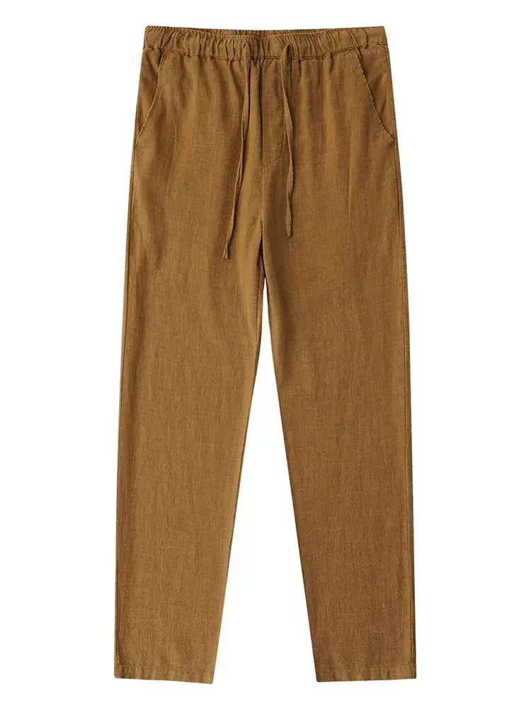 Men's Simples Market casual cotton-linen chinos, wide-leg, light brown pants