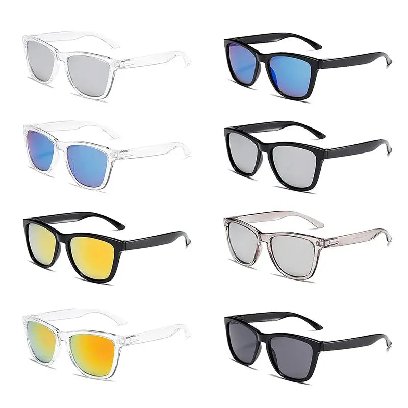 Designer Retro Polarized Sunglasses Unisex UV400 Protection Clear Frames Mercury Ice Blue Orange Flake Accents
