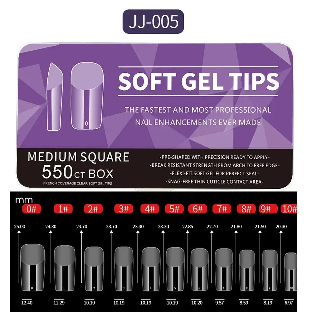 Nailuxe Pro Nails 550 Piece Soft Gel Nail Tips Medium And Short Full Coverage Matte Apricot Coffin Head Shape