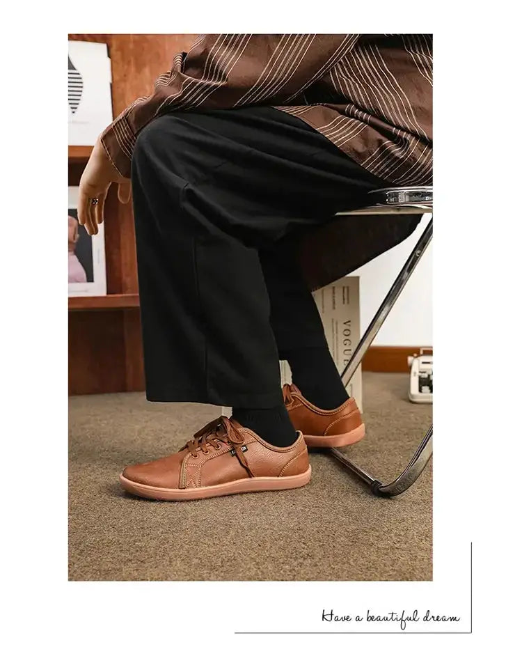 Barefoot Shoes, brown wide-version unisex walking flats with lightweight soft sole by Simples Market