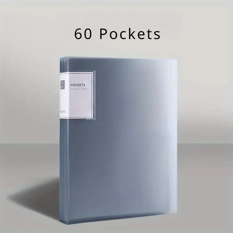 Simples Market 60-pocket transparent A4 insert folder, blue translucent data book for large-capacity storage