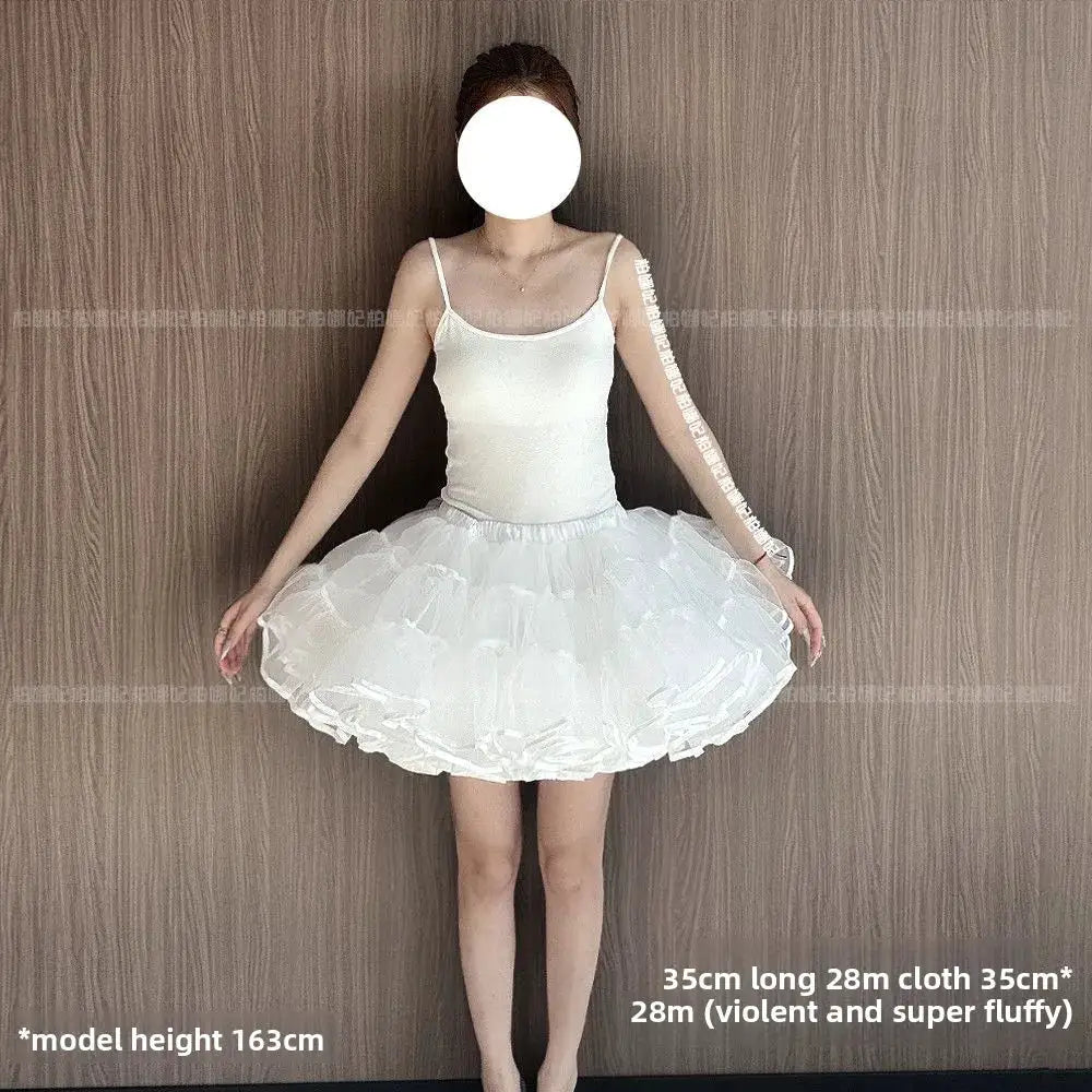 Simples Market 35cm Lolita Petticoat crinoline, white fluffy mesh underskirt worn by model