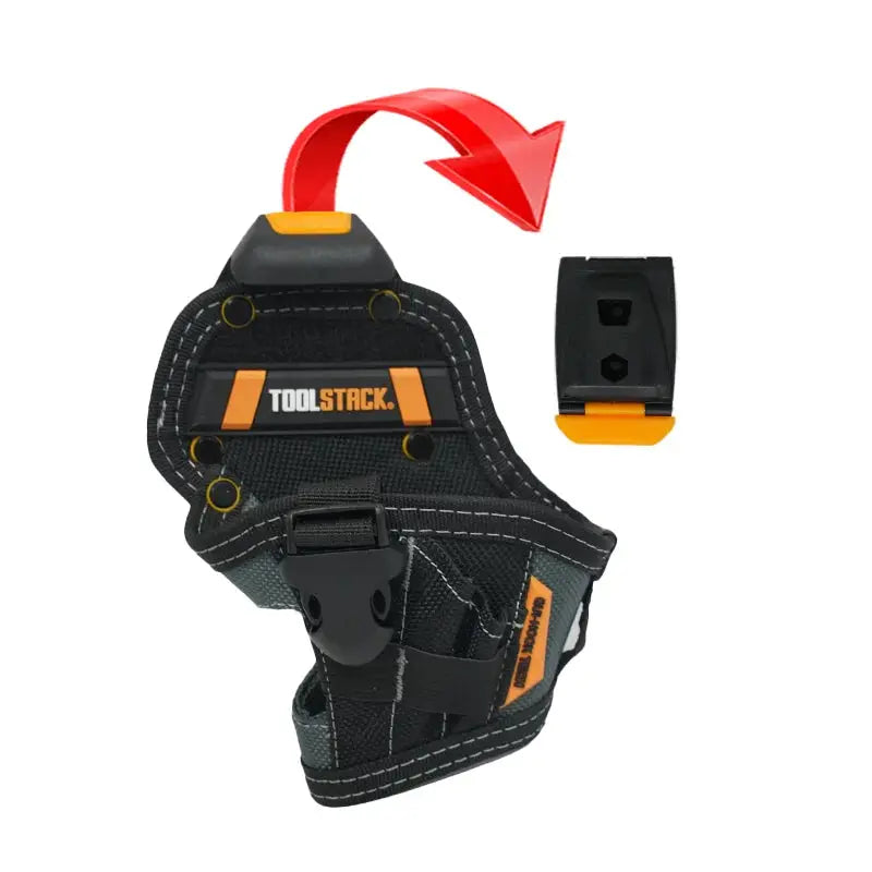 Simples Market TOOLSTACK waist tool bag with detachable clip, black and orange multi-pocket electrician organizer