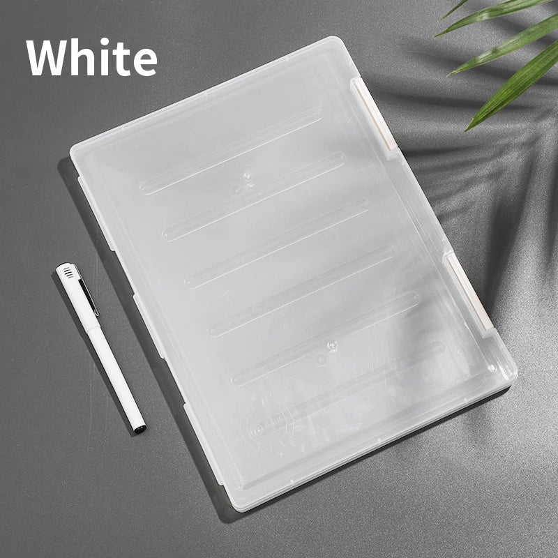 Transparent A4 plastic file box with multi-layer storage for school use