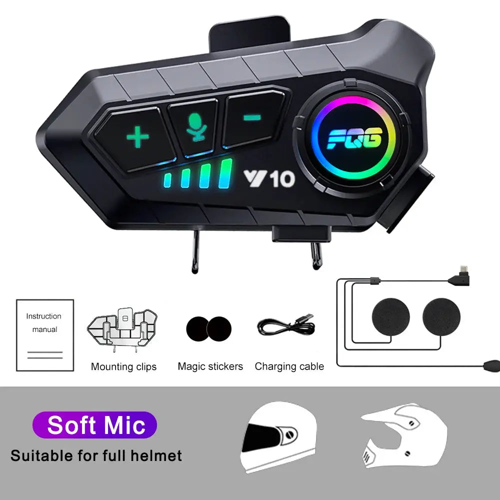 RiderPro Bluetooth 5.3 Helmet Headset Waterproof Hands Free Calls MP3 Music Player For Motorcycle