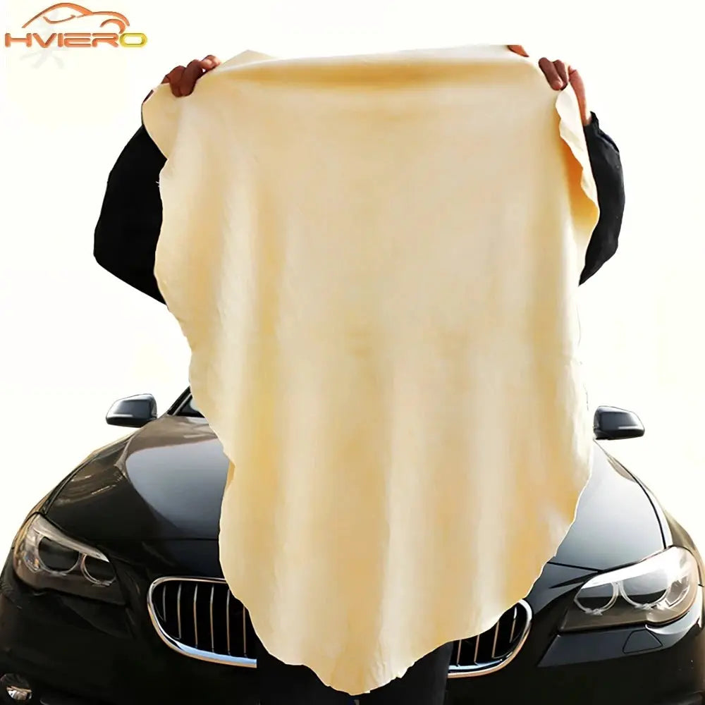 Genuine leather drying chamois 40x70cm beige for car, motorcycle and home care