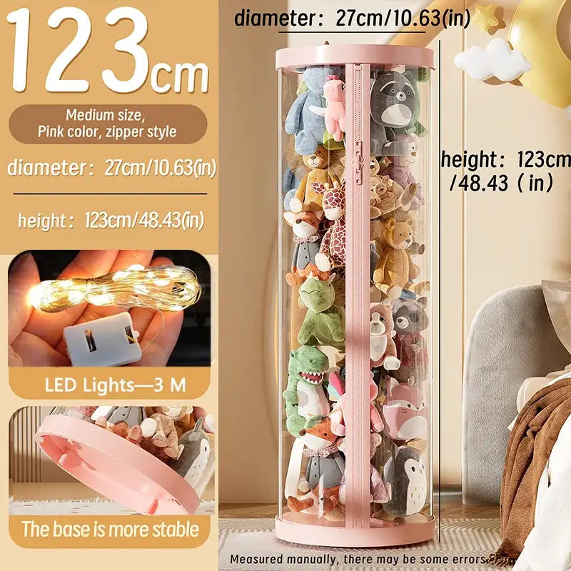 Transparent Doll Storage Box For Plush Toys And Dolls DIY Zipper Tube Organizer Christmas Gift For Kids