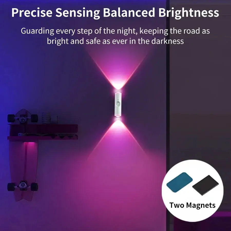 Smart RGB Gradient Wall Light by Simples Market with motion sensor and two magnets, rechargeable
