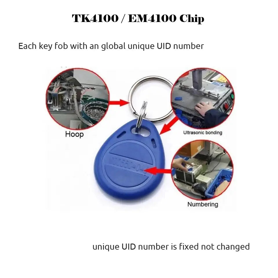 Simples Market blue TK4100/EM4100 RFID keyfob, 125kHz, 10-pack for door access control