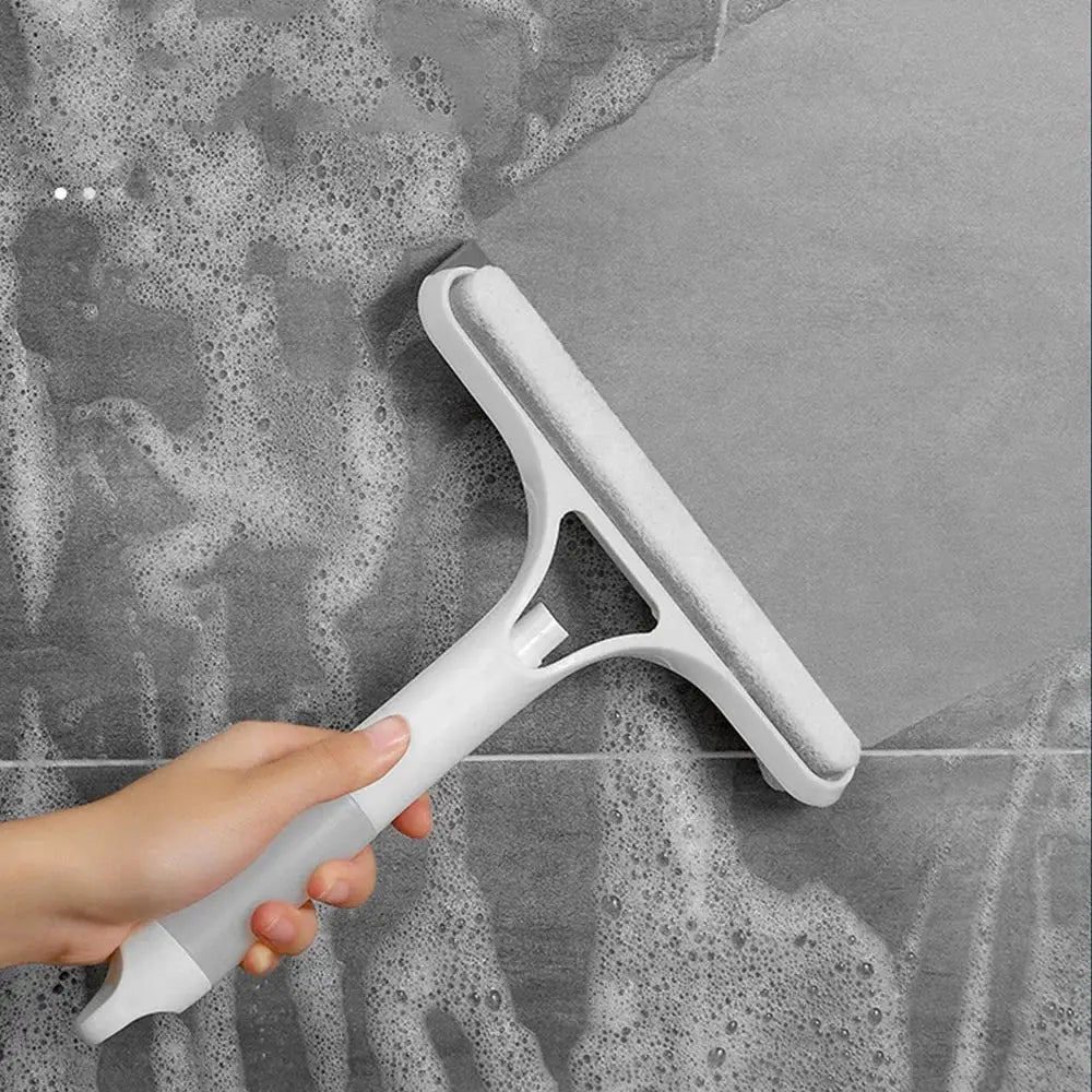 Simples Market 3-in-1 window cleaning squeegee with microfiber scrub pad and white/gray handle