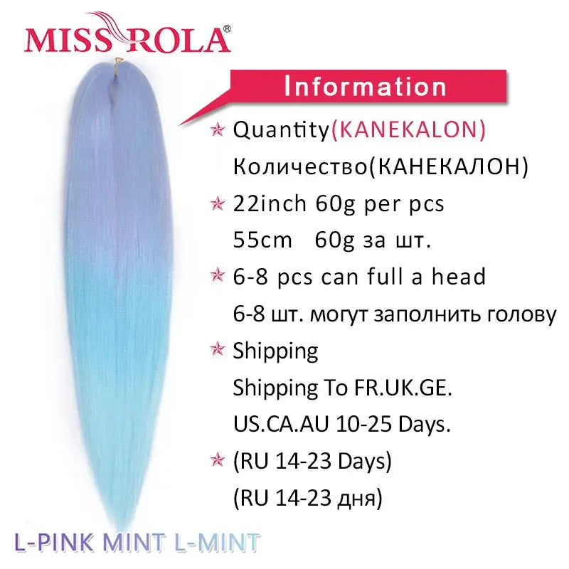 Miss Rola synthetic jumbo braiding hair, 6 pcs, gradient blue to turquoise, Kanekalon EZ Twist