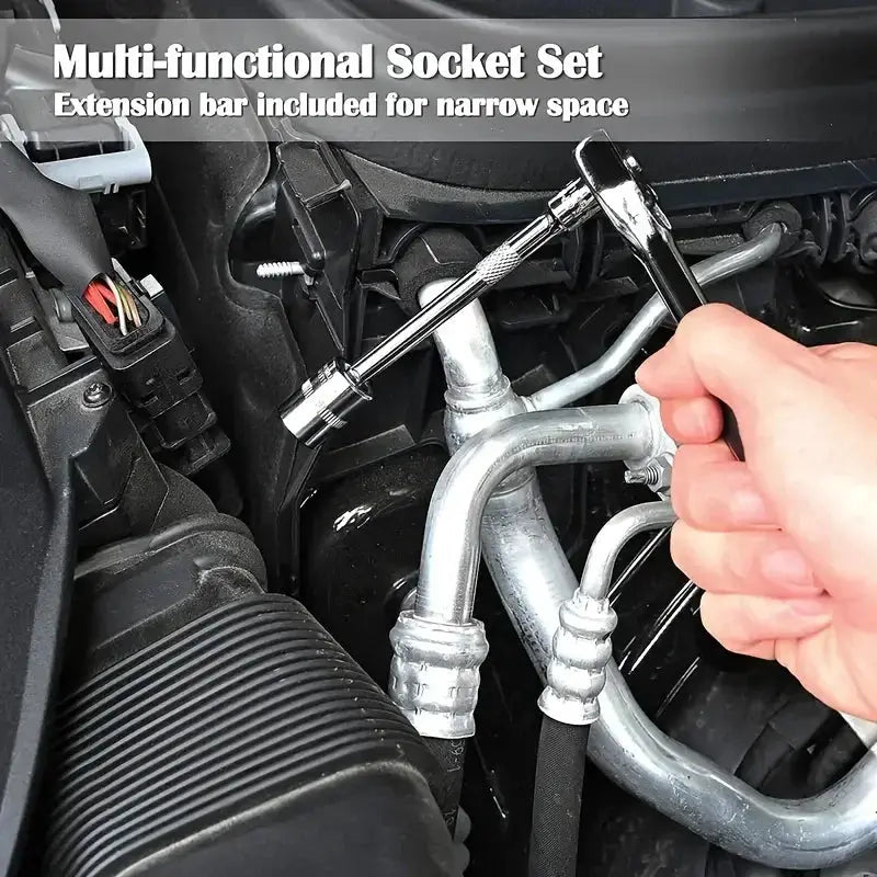 46 Piece Family Tools One Quarter Inch Drive Mechanic Tool Kit For Auto Repair With Sockets And Ratchet Wrench