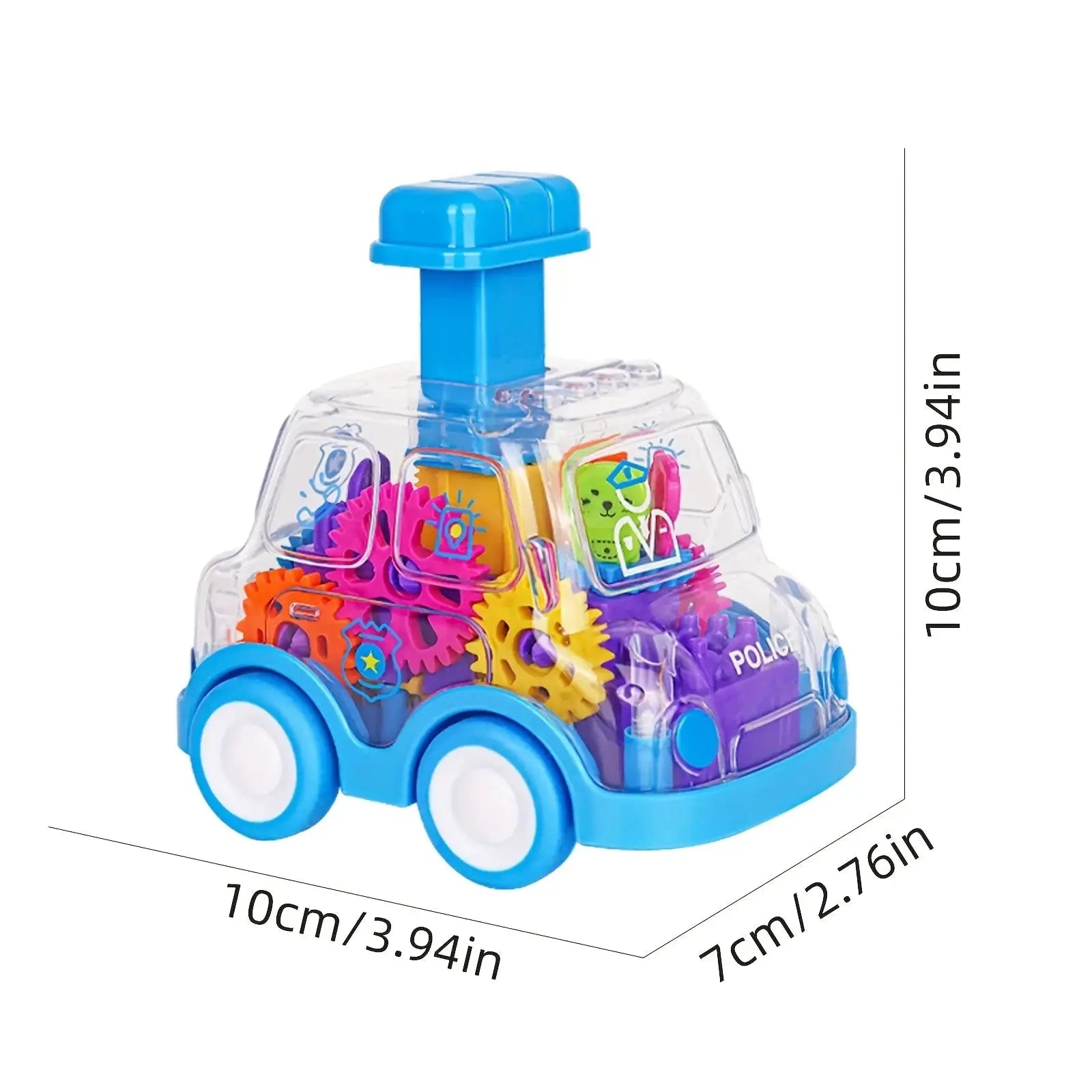 Transparent Gear Car Toy With Inertia Pull Back Action For Kids Boys And Girls Battery Free Educational Gift