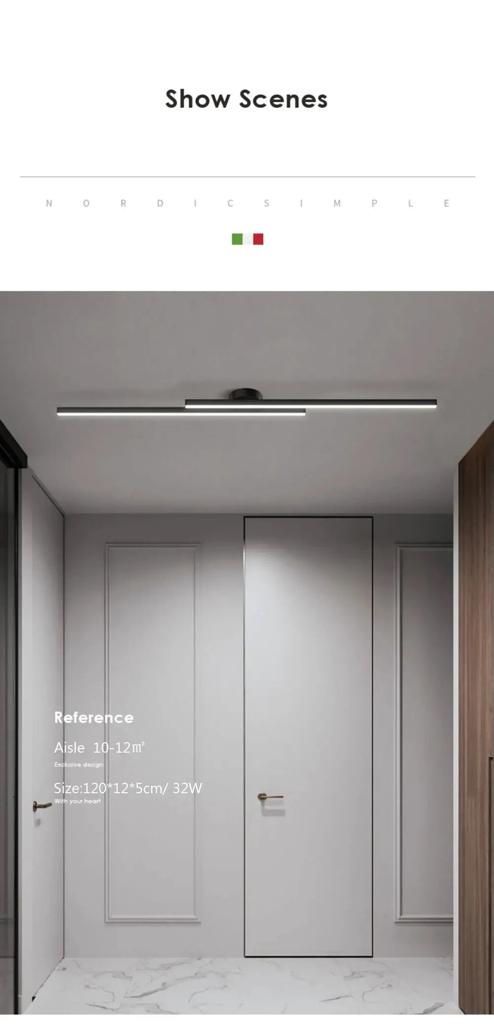 Modern LED ceiling light by Simples Market, black dual-bar design, 60/80 cm for bedroom or living areas.