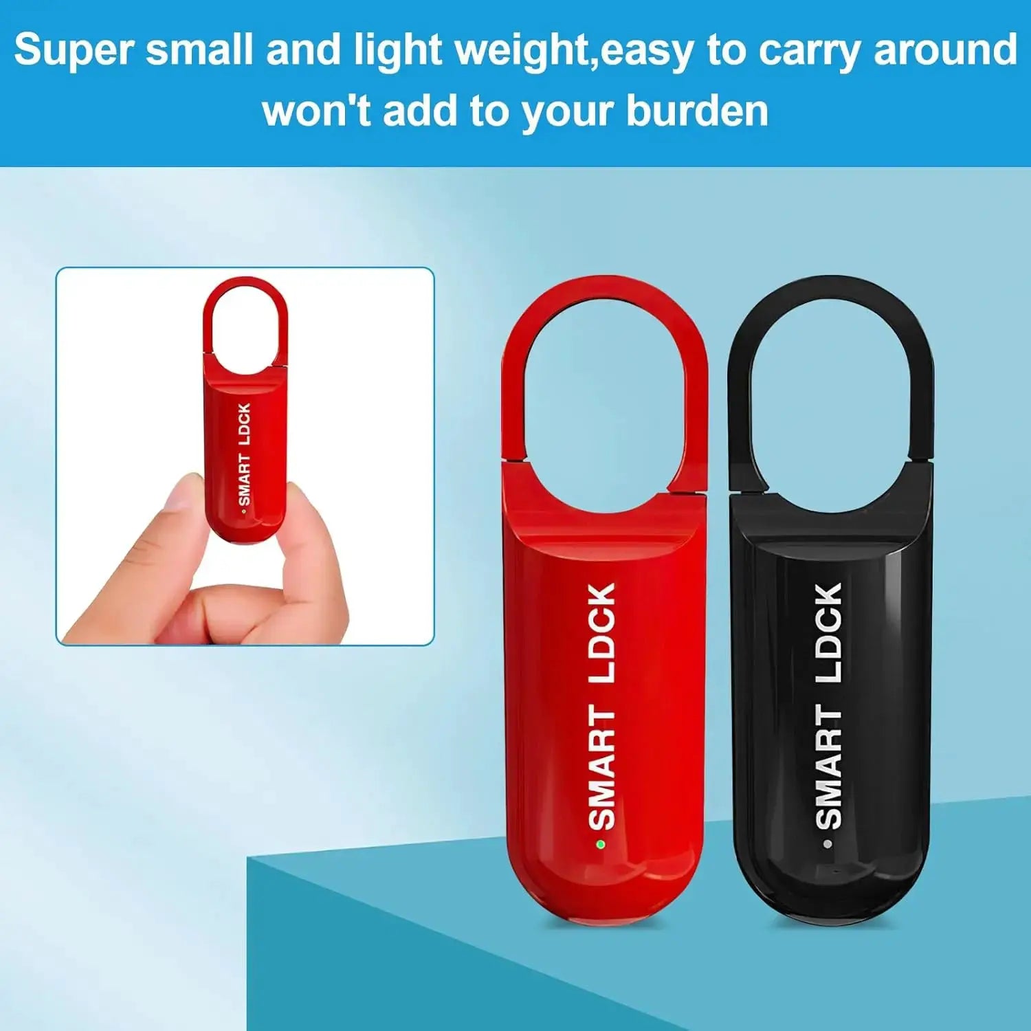Simples Market mini fingerprint lock 2-pack red and black rechargeable biometric locker padlocks.