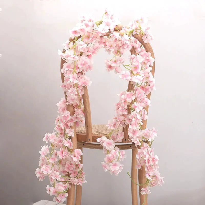 Artificial Sakura Flowers Vine Hanging Floral Garland Home Garden Wedding Arch Party Cherry Blossom Wall Decor