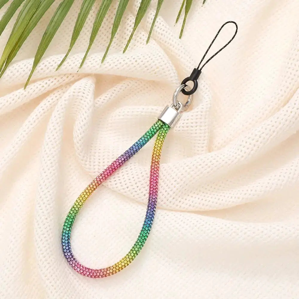 Glitter Rhinestone Phone Lanyard With Crystal Wrist Strap Keychain Anti Lost Rope For Phone Or Keys