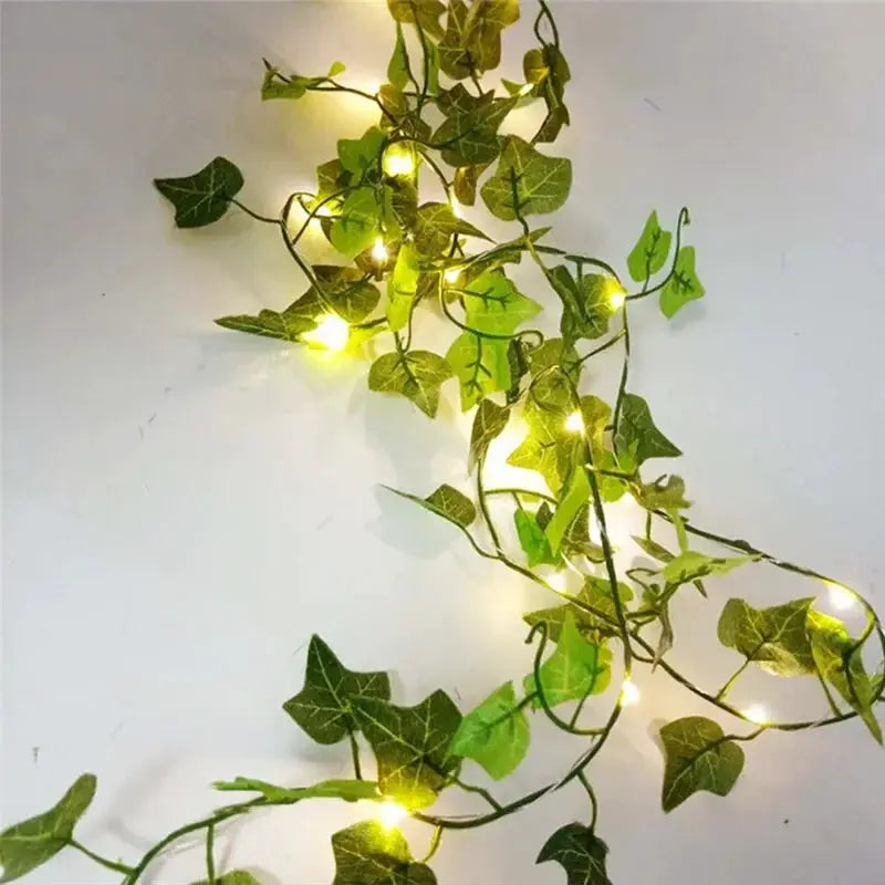 Flower Green Leaf String Lights Artificial Vine Fairy Lights Battery Powered Garland For Christmas Tree Home Decor