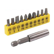 10 Piece Rubber Strip Cross Screwdriver Bit Set With 60mm Conversion Extension Rod For Woodworking Power Tools