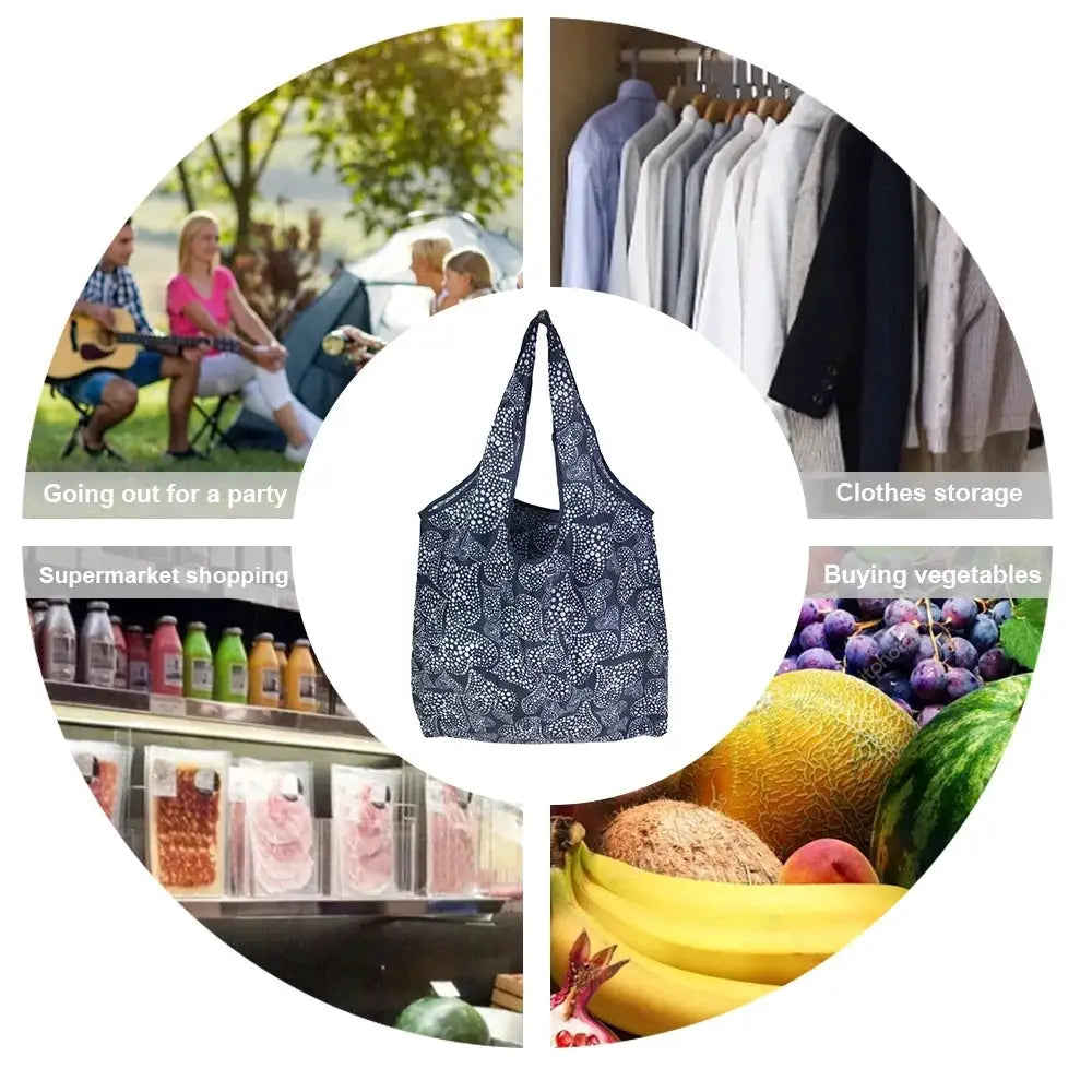 EcoCarry Large Foldable Reusable Tote Bag Made From 190T Polyester For Grocery Shopping Beach Storage